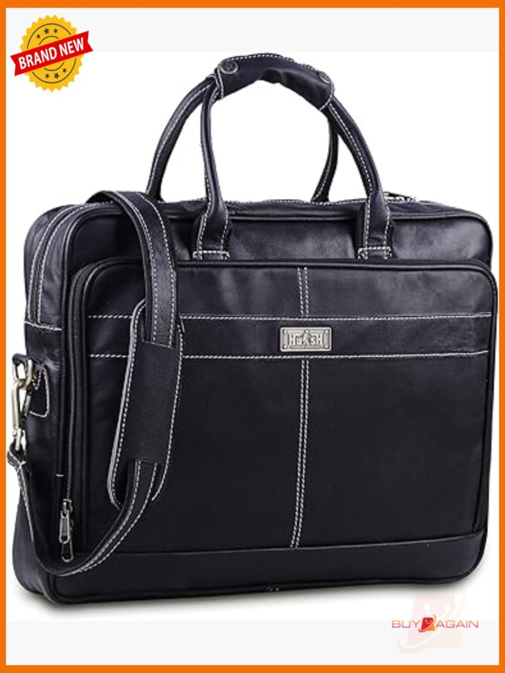 Vintage Genuine Leather Laptop Briefcase 18in Padded